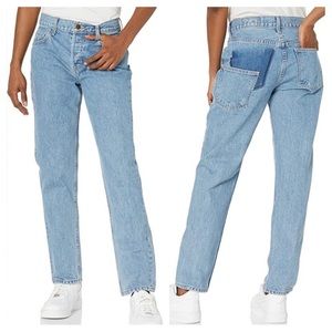 SIWY Denim Giavanna Button Fly Jeans Mid Rise Light Wash Unique Retro Size 27